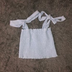 Ribbed Baby Blue Bow Tie Crop Top 💙